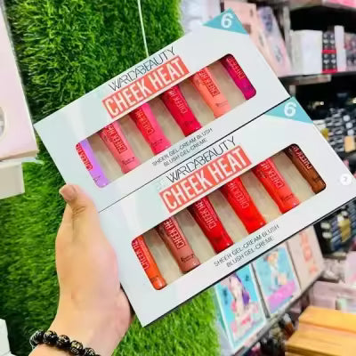 6 PCs Warda Beauty Cheek heat Cream Blush Gel Tint Natural and Long Lasting Lips and Cheeks Tint Lip Tint,Fruity Water Long Lasting Lips and Cheeks Vine Tint