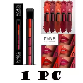 5 in 1 Lipstick Origional Matte lipsticks 4 In 1 Long Lasting Matte Lip Gloss Red Brown Nude Pink Maroon | Waterproof Creamy Lipstick nude and Red Shades Lipsticks,5in1 matte lipstick pop push play lipsticks