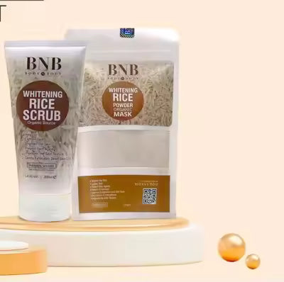 2PC Bundle Offer, Organic Rice Brightening Glow Kit Rice Scrub + Rice Face Mask, Organic Resource Rice Brightening Glow Kit Rice Face Wash Powder Mask Scrub 3in1