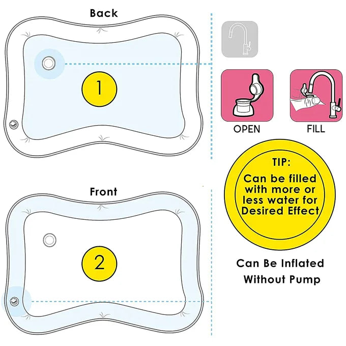 Baby Kids Water Play Mat Inflatable Infant Tummy Time Play mat – Baby Slap Pad  For 3 to 24 Months Kids
