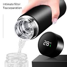 Smart Water Bottle Stainless Steel Vacuum Flask,Travel Mug with Smart LCD Touch Screen, Keep Hot Or Cold, Car Portable Travel Tea Coffee Vacuum Thermoses Cup,Insulated Water Bottle