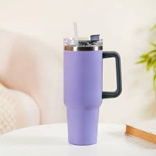 Vacuum Tumbler with Handle, Lid, and Straw - Thermal Stainless Steel Travel Mug, Leak Proof Mug for Office, Gym, Travelling, Iced Tea or Coffee, Mug